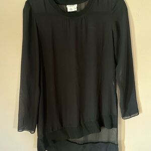 Sheer black DKNY asymmetric blouse size xxs
